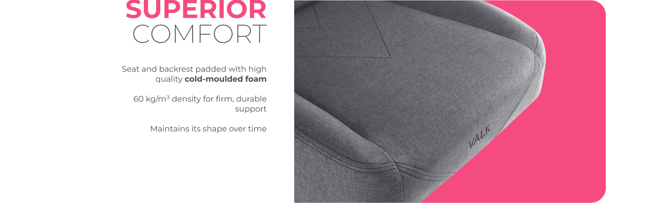 Seat and backrest with high-density cold-moulded foam